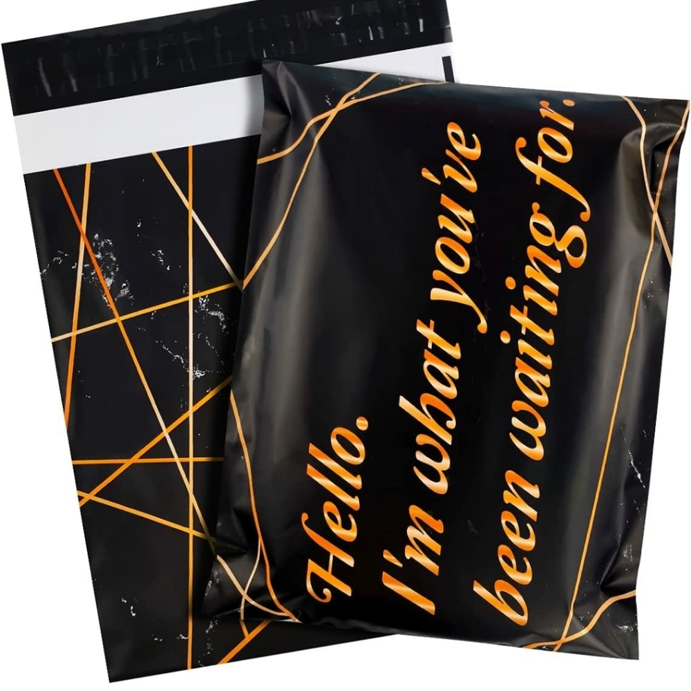 100 POLY MAILERS PLASTIC SHIPPING BAGS BLACK MARBLE
